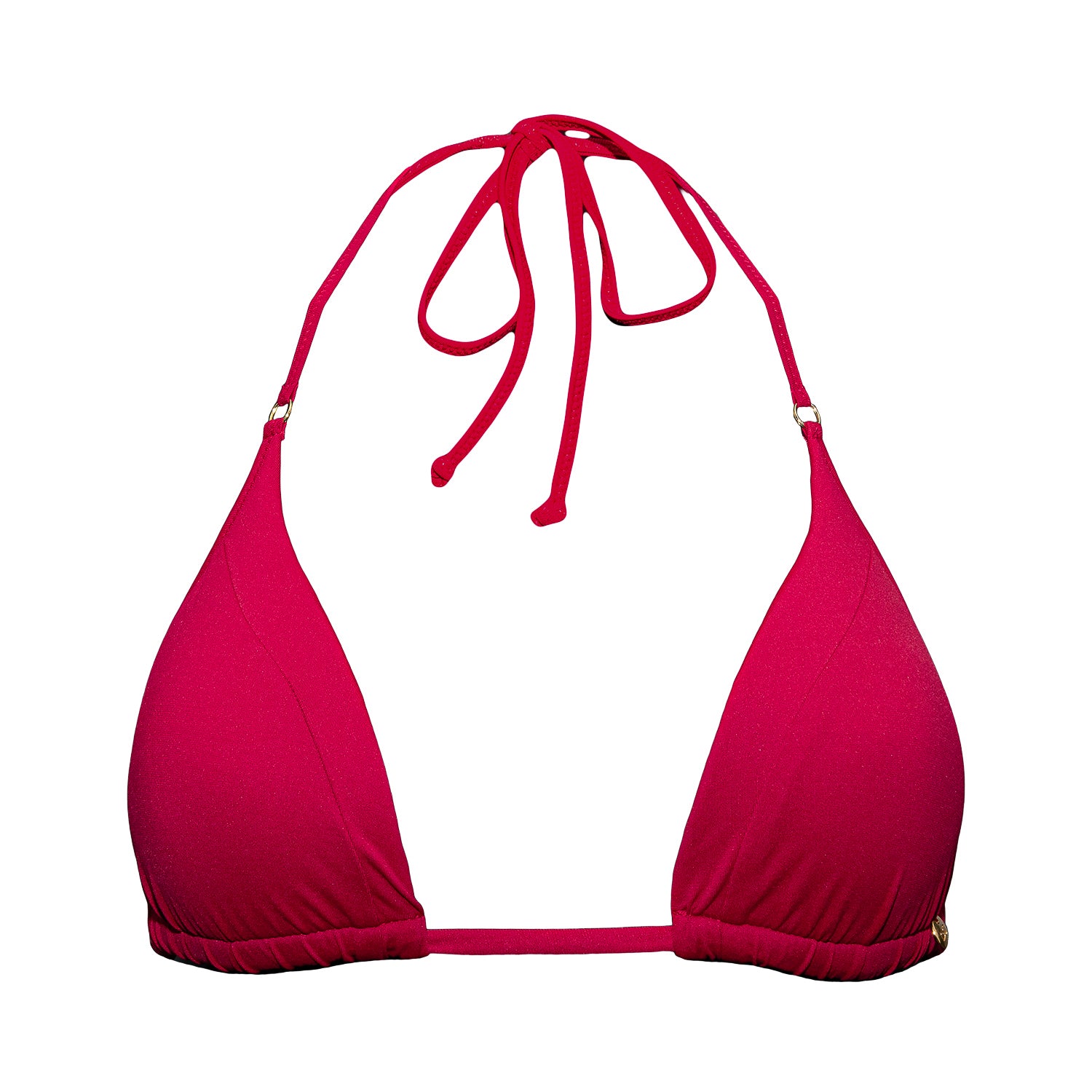 Red triangle bikini top with an extra soft touch, fine lining and thick feel. Made sustainably and ethically in Europe from finest polyamide. Perfected fit for every body shape.