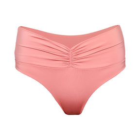 Vintage pink high waist high cut bikini bottoms with an extra soft touch, fine lining and thick feel. Made sustainably and ethically in Europe from finest polyamide. Perfected fit for every body shape.