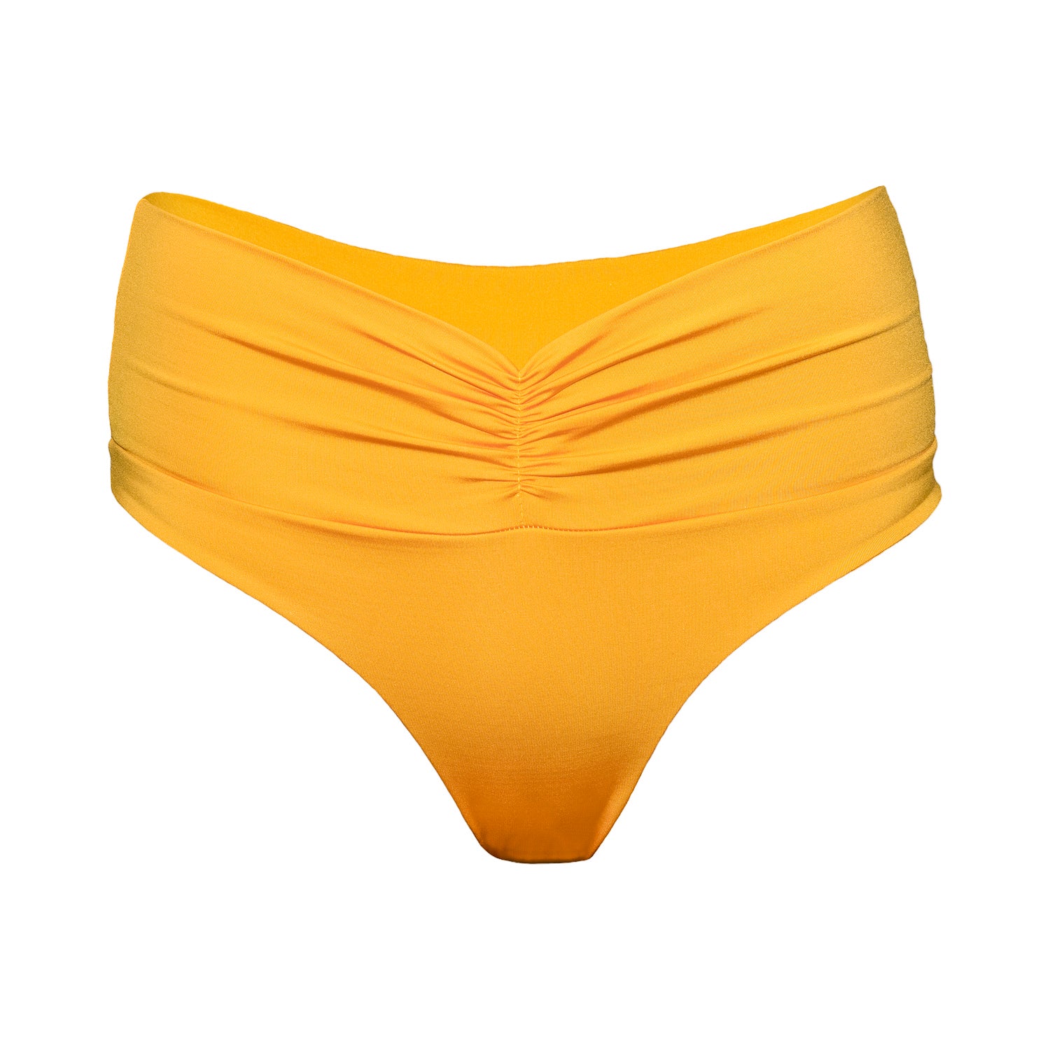 Citrus yellow high waist high cut bikini bottoms with an extra soft touch, fine lining and thick feel. Made sustainably and ethically in Europe from finest polyamide. Perfected fit for every body shape.